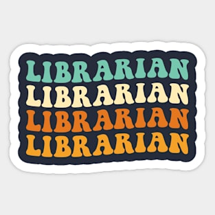 Funny Librarian Gift Retro Librarian Gift Groovy Librarian Sticker